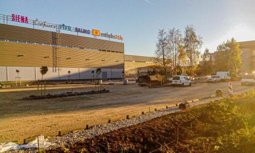 Construction of parking spaces at the SPICE shopping center in Riga
